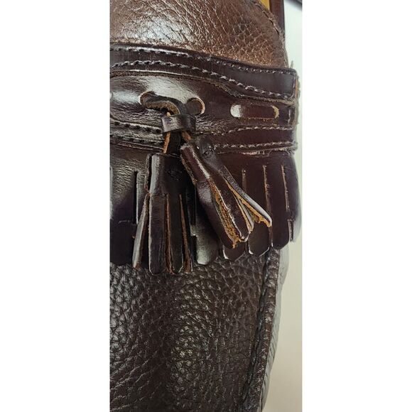 Chaps Men's Brown Leather Loafers tassels Dress Shoes size 12M - Picture 8 of 12